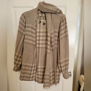 Elegant Plaid Women's Cape with Scarf